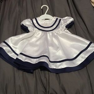 Baby Girl Sailor-Inspired Satin Dress 12M EUC
